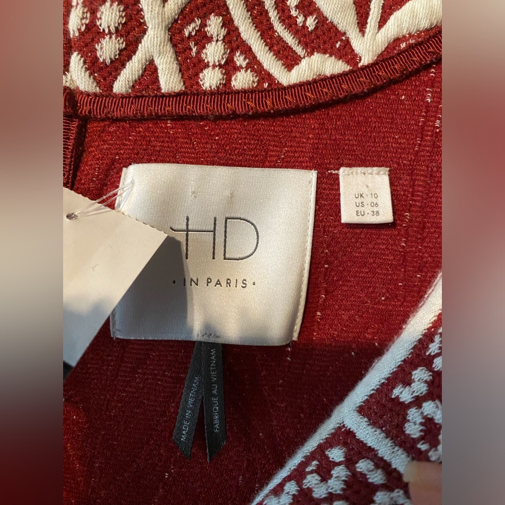 Anthropologie HD in Paris Art Nouveau Jacquard Sheath Dress Red 6 NWT Mod Retro - Picture 6 of 7